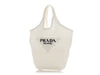 Prada white woven raffia tote