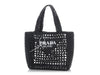 Prada Mini Black Woven Raffia Tote