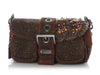 Prada Brown Ricamo Tweed and Crystal Flap