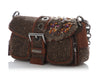 Prada Brown Ricamo Tweed and Crystal Flap