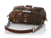 Prada Brown Ricamo Tweed and Crystal Flap