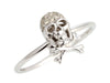 Sydney Evan Petite 14K White Gold Pavé Diamond Skull and Crossbones Ring