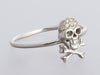 Sydney Evan Petite 14K White Gold Pavé Diamond Skull and Crossbones Ring