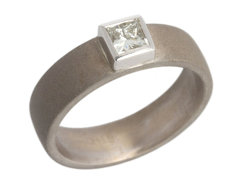 14K White Gold 0.48-Carat Princess-Cut Diamond Stacking Band Ring