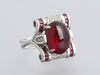 9K White Gold Pink Tourmaline Cabochon Ring