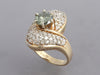 14K Yellow Gold Green Diamond Swirl Ring