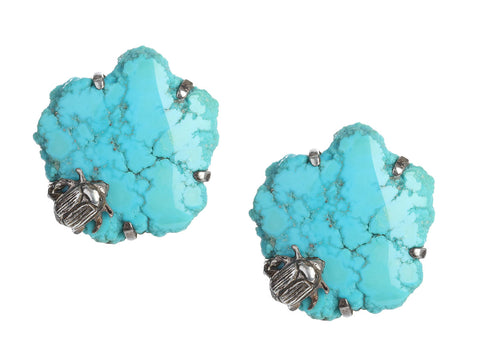 Stephen Dweck Turquoise Signed OAK Clip Earrings