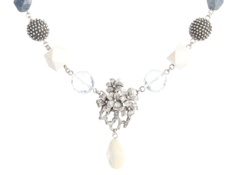 Stephen Dweck Sterling Silver Blue Beaded Necklace