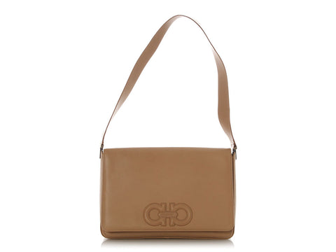 Ferragamo Vintage Beige Leather Flap Bag