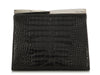 Ferragamo Black Alligator Frame Clutch