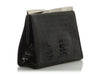 Ferragamo Black Alligator Frame Clutch