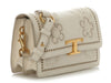 Tod's White Embroidered T Timeless Flap