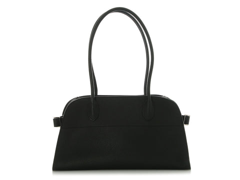 The Row Black Grained Leather Shoulder Margaux 12