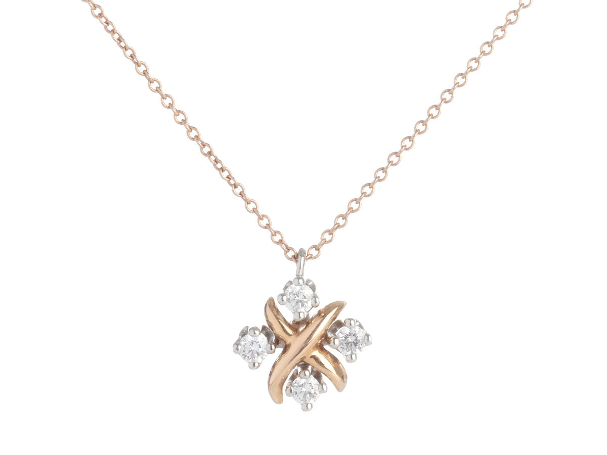 Tiffany Co. Schlumberger Two Tone Gold Diamond Lynn Necklace