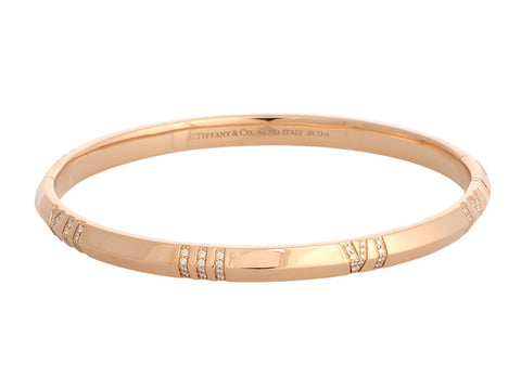 Tiffany & Co. 18K Rose Gold Diamond Closed Atlas Bangle