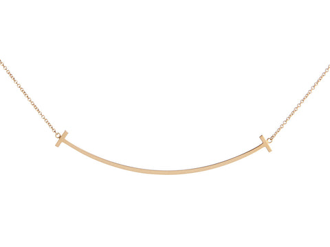 Tiffany & Co. Large 18K Yellow Gold T Smile Necklace