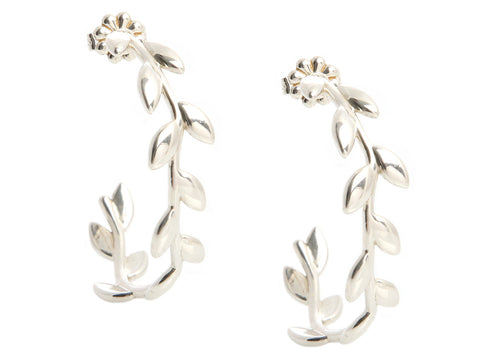 Tiffany & Co. Sterling Silver Paloma Picasso Olive Leaf Hoops