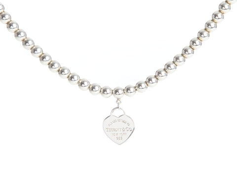 Tiffany & Co. Sterling Silver Return to Tiffany Heart Tag Bead Bracelet