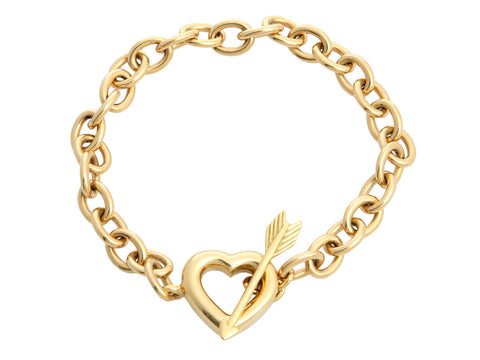 Tiffany & Co. Vintage 18K Yellow Gold Heart and Arrow Bracelet