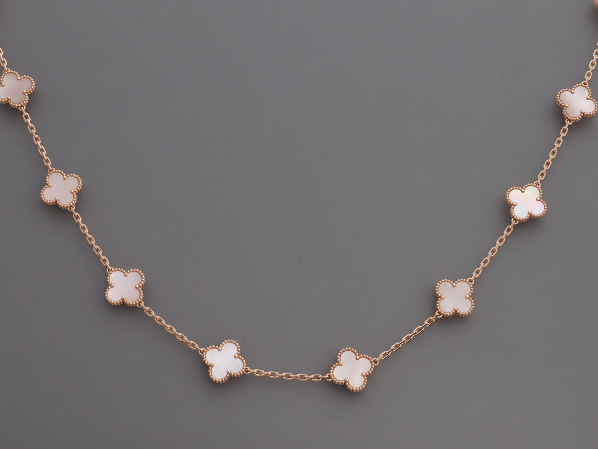 VAN CLEEF & ARPELS 18K Rose Gold Pink Porcelain 5 Motifs Vintage