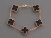Van Cleef and Arpels 18K Rose Gold 5-Motif Onyx Vintage Alhambra Bracelet