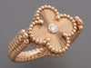 Van Cleef & Arpels 18K Rose Gold Guilloché and Carnelian Vintage Alhambra Reversible Ring