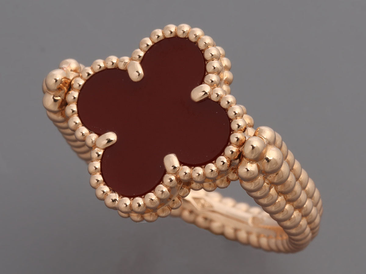 Van Cleef & Arpels - Vintage Alhambra Reversible Ring - Ring Woman Pink gold/Carnelian/Diamond