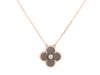 Van Cleef & Arpels 18K Rose Gold Silver Obsidian Diamond 2023 Holiday Vintage Alhambra Pendant Necklace