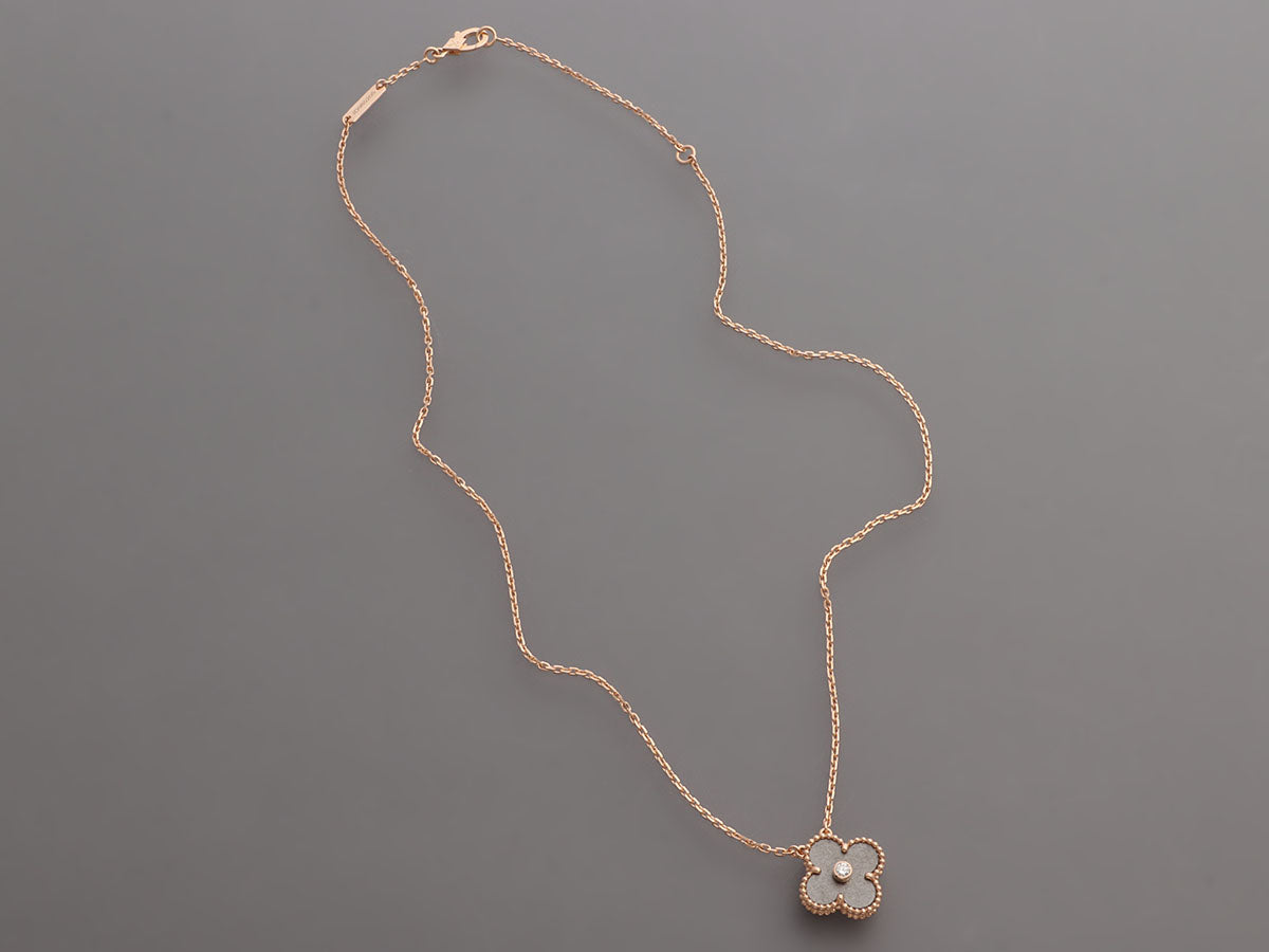 Van Cleef & Arpels 18k Rose Gold Vintage Alhambra Malachite Pendant Necklace