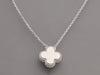 Van Cleef & Arpels 18K White Gold Green Celadon and Diamond 2022 Holiday Vintage Alhambra Pendant Necklace