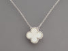 Van Cleef & Arpels 18K White Gold Mother of Pearl Vintage Alhambra Pendant Necklace
