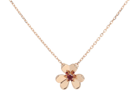 Van Cleef & Arpels 18K Rose Gold Ruby Mini Frivole Pendant Necklace