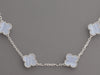 Van Cleef & Arpels 18K White Gold 10-Motif Chalcedony Vintage Alhambra Necklace