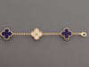 VCA 18K Yellow Gold Diamond and Blue Sèvres Porcelain Vendôme Vintage Alhambra 50th Anniversary Bracelet