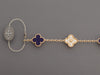 VCA 18K Yellow Gold Diamond and Blue Sèvres Porcelain Vendôme Vintage Alhambra 50th Anniversary Bracelet