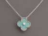 Van Cleef & Arpels 18K White Gold Green Celadon and Diamond 2022 Holiday Vintage Alhambra Necklace