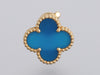 Van Cleef & Arpels 18K Yellow Gold Blue Agate Vintage Alhambra Earrings
