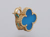 Van Cleef & Arpels 18K Yellow Gold Blue Agate Vintage Alhambra Earrings