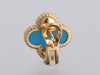 Van Cleef & Arpels 18K Yellow Gold Blue Agate Vintage Alhambra Earrings