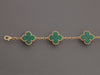 Van Cleef & Arpels 18K Yellow Gold Malachite 5-Motif Vintage Alhambra Bracelet