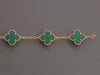 Van Cleef & Arpels 18K Yellow Gold Malachite 5-Motif Vintage Alhambra Bracelet