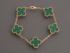 Van Cleef & Arpels 18K Yellow Gold Malachite 5-Motif Vintage Alhambra Bracelet