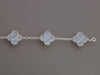 Van Cleef & Arpels 18K White Gold Chalcedony 5-Motif Vintage Alhambra Bracelet
