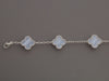 Van Cleef & Arpels 18K White Gold Chalcedony 5-Motif Vintage Alhambra Bracelet