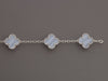 Van Cleef & Arpels 18K White Gold Chalcedony 5-Motif Vintage Alhambra Bracelet