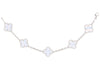 Van Cleef & Arpels 18K White Gold Chalcedony 5-Motif Vintage Alhambra Bracelet