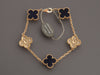 Van Cleef & Arpels 18K Yellow Gold Diamond and Blue Sèvres Porcelain Vendôme Vintage Alhambra Bracelet
