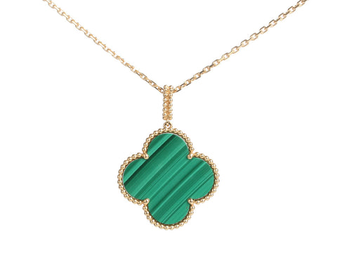 Van Cleef & Arpels 18K Yellow Gold Malachite Magic Alhambra Long Pendant Necklace