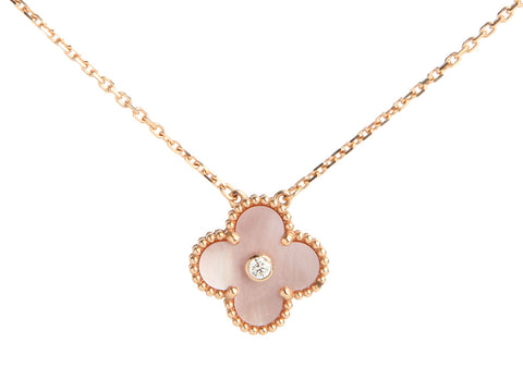 Van Cleef & Arpels 18K Rose Gold Pink MOP 2025 Holiday Pendant Necklace