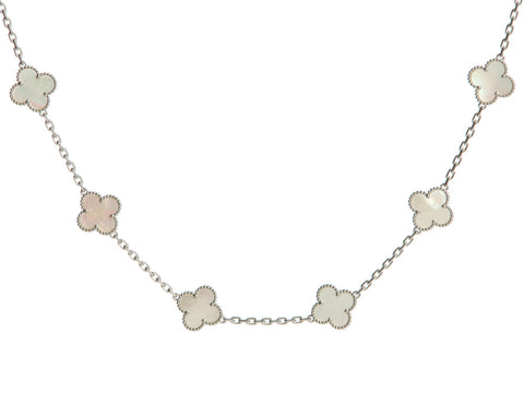 Van Cleef & Arpels 18K White Gold MOP 10-Motif Vintage Alhambra Necklace